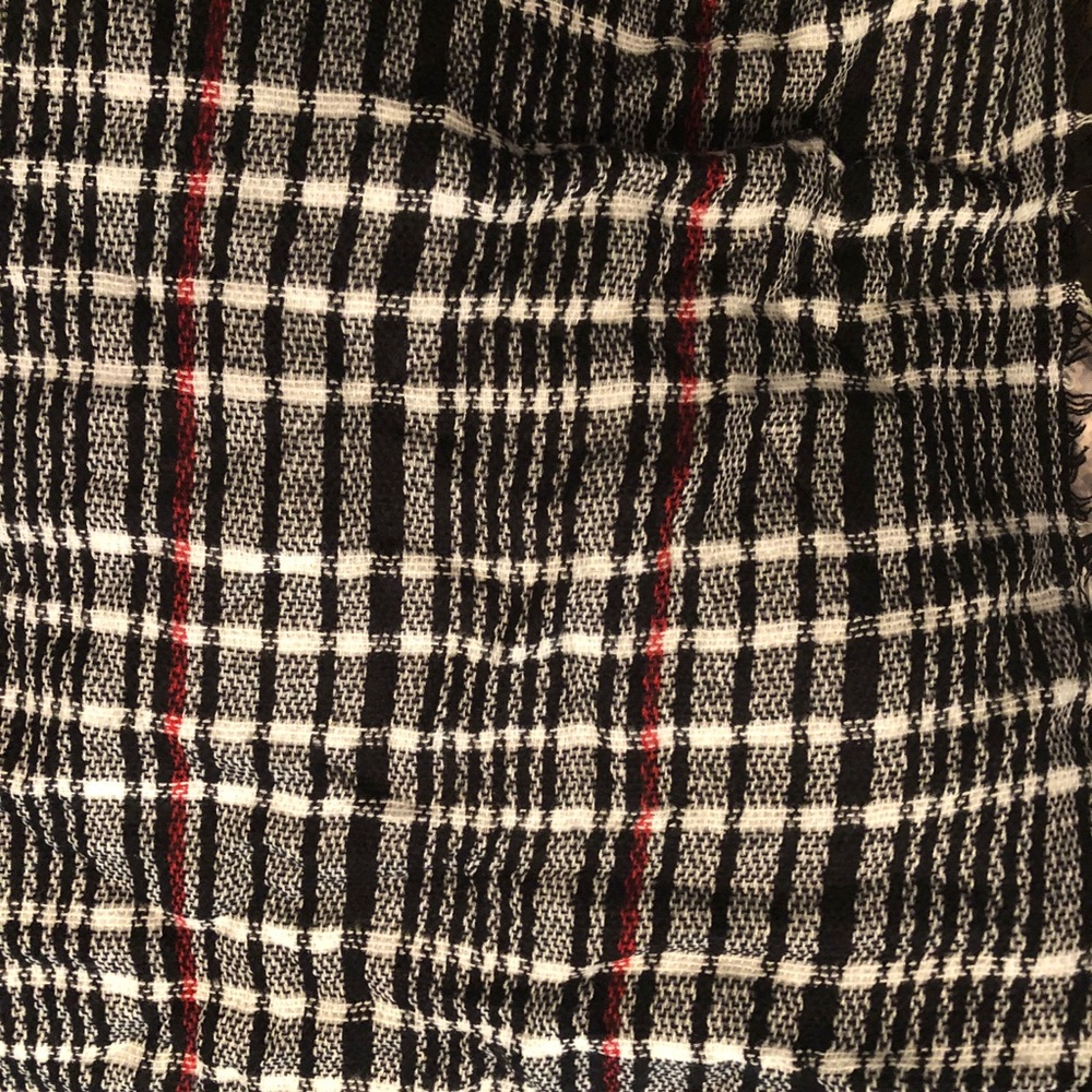 Black white and red blanket scarf